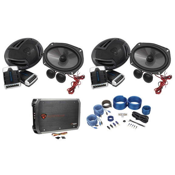 (2) Pairs Rockville RV69.2C 6x9" Component Car Speakers 4-Channel Amp Wire Kit