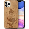 thumbnail image 1 of Case Yard Wooden Case Outside Soft TPU Silicone Slim Fit Shockproof Wood Phone Cover for Girls Boys Men and Women Supports Wireless Charging Mermaid on the Moon Design case for iPhone-12/12-Pro, 1 of 7