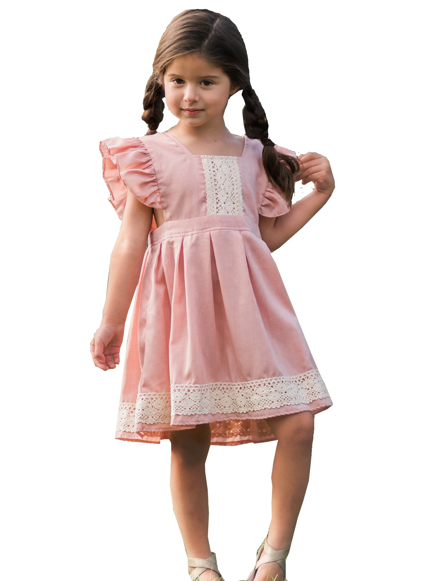 Just Couture Little Girls Molly Pink Smock Jumper Flower Girl Easter