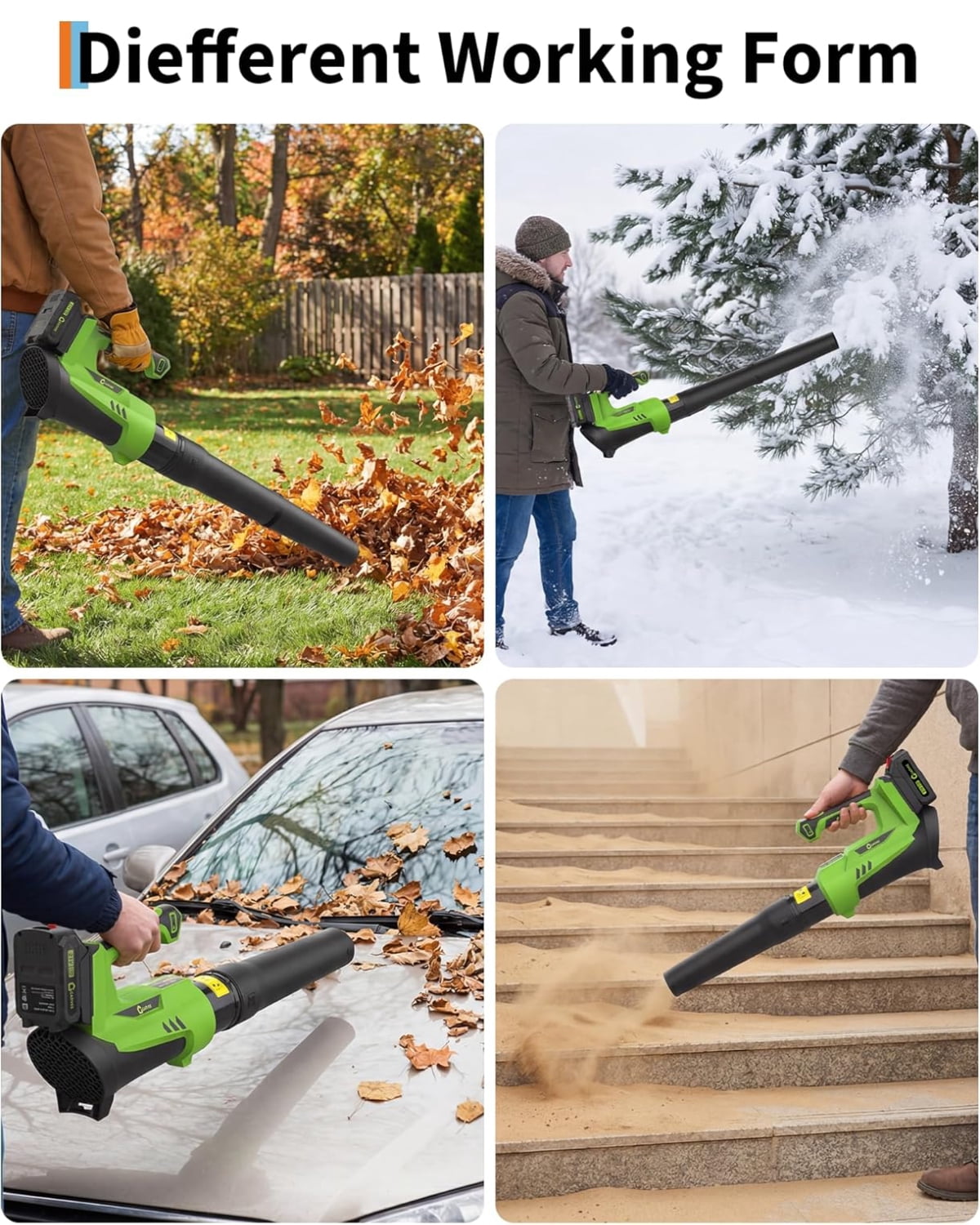 Garvee Battery Power Leaf Blower 550 CFM/130 MPH, 20V Portable Hand Blower with 6-Variable Speed for Lawn, Driveway, Sidewalk, Green & Black