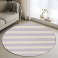 thumbnail image 2 of Purple Striped Round Rug 4ft Washable Circle Entryway Rugs Non Slip Classic Minimalism Horizontal Stripes Area Rug Indoor Floor Carpet for Bedroom Kitchen Living Room Home Office Dining Room Nursery, 2 of 9