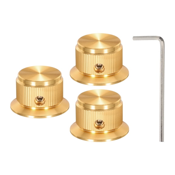 Uxcell Aluminium Potentiometer Knobs 6mm Control Knobs for Guitar,Power Amplifiers 24mm/0.94" Diam Gold 3pcs