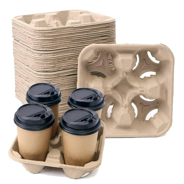 Portavasos UbozeUIV desechables, compostables, 4 tazas para 240 a 960 ml