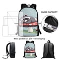 thumbnail image 4 of Uorisanigo School bag for Boys Girls, Mushroom Raccoon Backpack with Lunch Bag Pencil Pen Case Water Bottle Bag 4 in 1 Bookbag Set Universal Fit Elementary School, 4 of 7