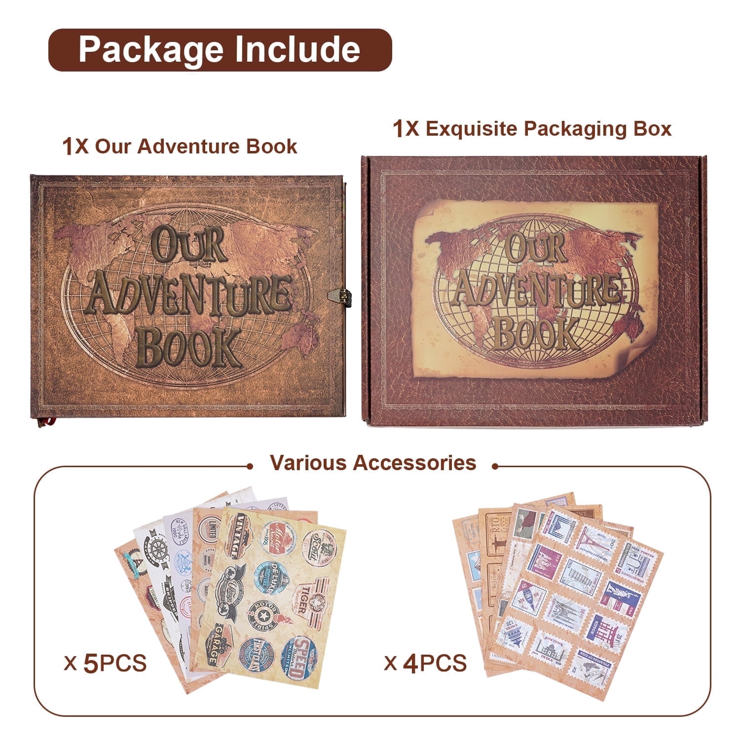 Nuao 180 Pages Our Adventure Book Scrapbook Photo Album, Leather Hardcover Travel Scrap Books Memory Book Gift for Anniversary Wedding Mother's Day