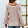 thumbnail image 5 of Mrat Fall Tops for Women 2024 Trendy Women Fashion Round Neck off the Shoulder Long Sleeve Solid Sweater Tee Tops Women's Ribbed Knit Sweater S-5 Pink-A M, 5 of 6