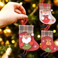 thumbnail image 4 of Christmas Sock Long-legged Santa Claus Snowman Reindeer Bear Plaid Top Tear-resistant Easy Hang Festival Prop Mini Xmas Tree Ornament Candy Bag Pendant for Party, 4 of 8