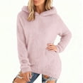 thumbnail image 4 of ICHUANYI Womens Fuzzy Fleece Pullover Oversized Sherpa Jacket Half Zip Pullover Sweaters Winter Hooded SweaterShirt Top, 4 of 9