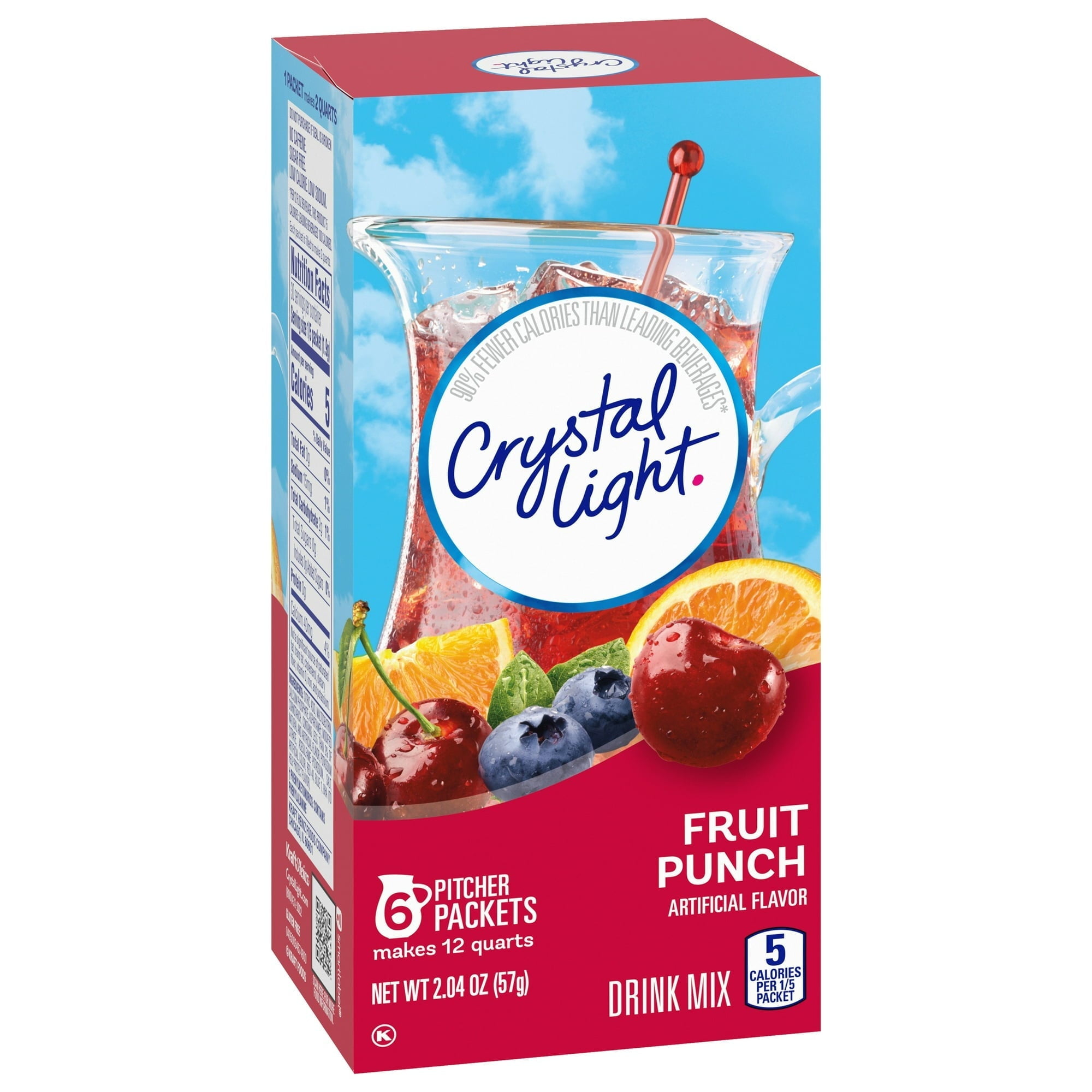 Crystal Light Fruit Punch Powdered Drink Mix Low Calori Sugar Free 6ct (12 Pack)
