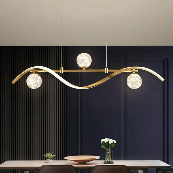 40.1" Gold LED Island Light, Dimmable 4-Light Kitchen Dining Fixture
