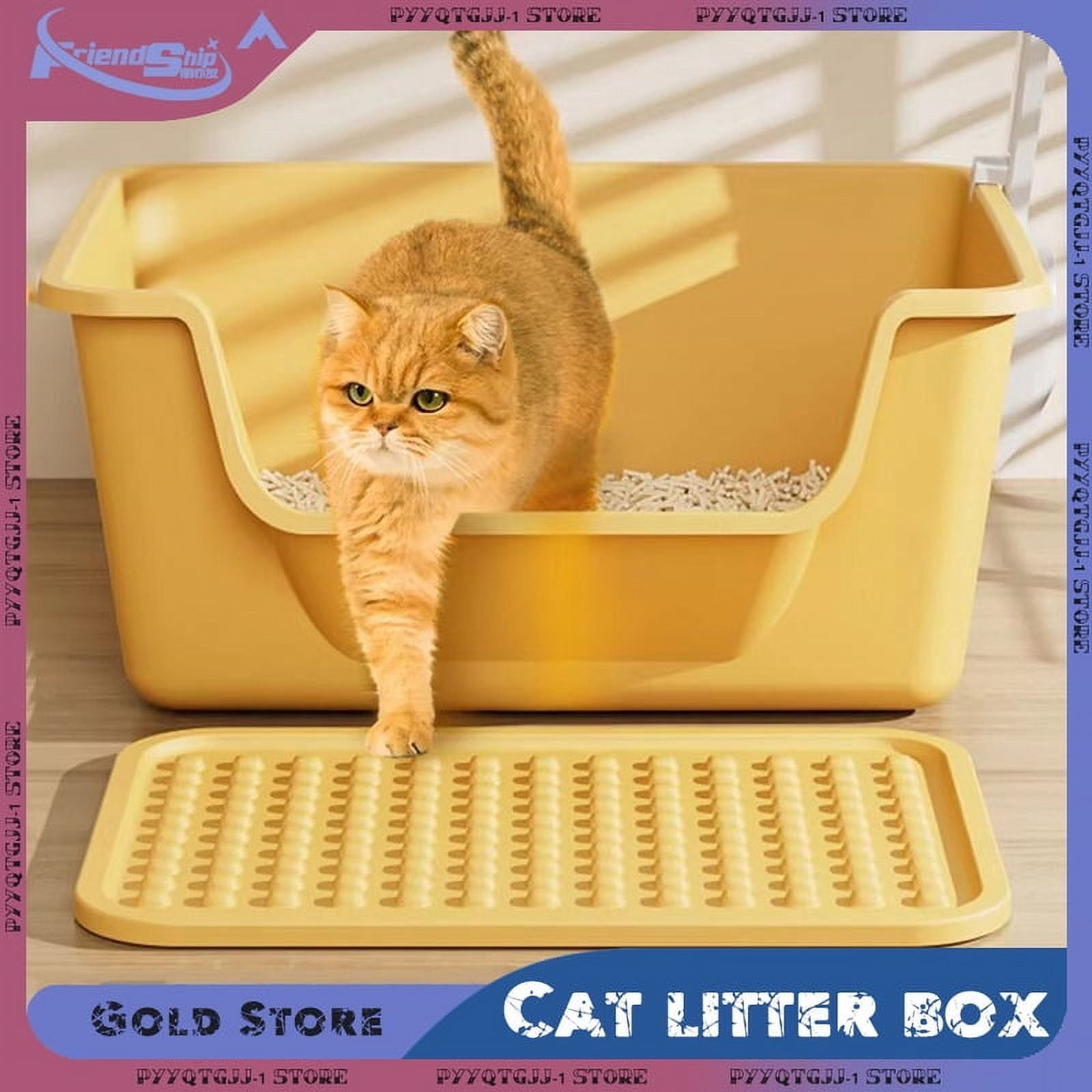 Cat Litter Box Large Capacity Semi-closed Plastic Anti-Splash Cats Toilet Bedpan Big Mac Oversized Cat Tray Bedpan Cat Toilets