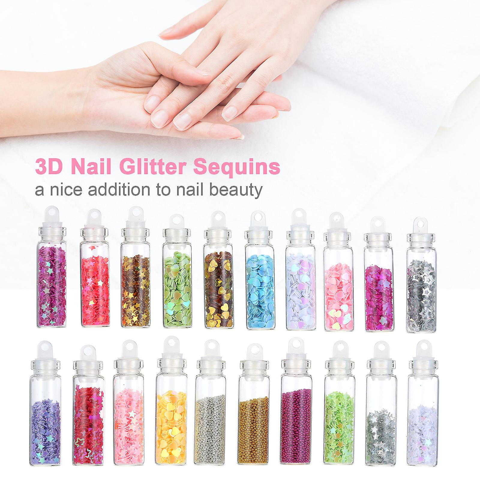 3D Nail Glitter Sequins Nail Glitter Flakes Set Acrylic Nail Sparkle Glitter Stickers Decals for Christmas Nail Art Decoration Mixed Colors & Shapes 2