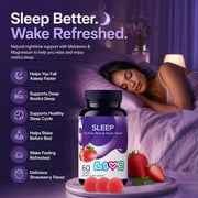 LIVS Sleep Gummies - 5mg Melatonin Gummy Supplement for Adults - Easy & Deep Sleep - Strawberry Flavor Vegan Gummies - 60 Count with 30 Servings