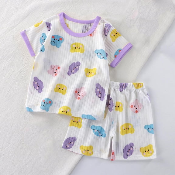Pretxorve Kids Girls Boys Casual Outfit Set Summer Short Sleeve Tank with Loungewear Shorts 2 Piece Outfits 2-12Y