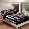 thumbnail image 4 of Manfei Bass Fish 4pcs Queen Sheet Set - USA Flag Animal Deer Vintage Decor, 4 of 6