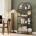 thumbnail image 2 of Costway 2 PCS Arched Bookshelf, 4-Tier Open Bookcase with Sturdy Metal Frame for Living Room Rustic Brown and Black, 2 of 10