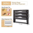 thumbnail image 3 of Wall Mounted Kitchen Organizer for Aluminum Foil and Plastic Wrap, 4-in-1 Paper Towel Holder and Dispenser with Wax Paper Cutter, Wood Grain Adhesive or Screw Mount Storage Rack, 3 of 8
