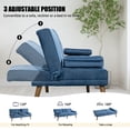thumbnail image 6 of Walsunny 60" Convertible Sofa Bed Small Folding Loveseat Couch Removable Armrest, Modern Futon Recliner Sleeper wIth 2 Cup Holder Blue, 6 of 9