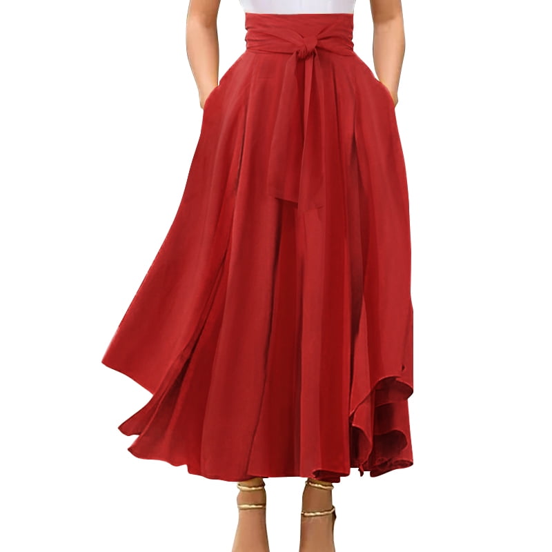 women's pleated high low skirt