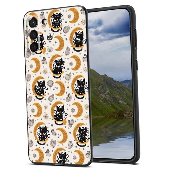 Mystic-cute-black-lunar-cats-5 Phone Case, Degined for Samsung Galaxy S23 Case Men Women, Flexible Silicone Shockproof Case for Samsung Galaxy S23