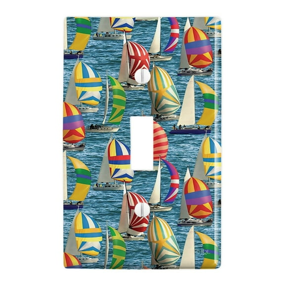Sailboat Sailing Pattern Plastic Wall Decor Toggle Light Switch Plate Cover