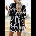 thumbnail image 1 of Conjunto Deportivo Informal de Verano de 2 Piezas con Blusa y Estampado Floral para Mujer, Larga, Botones, Color Negro, Talla L, 1 of 10