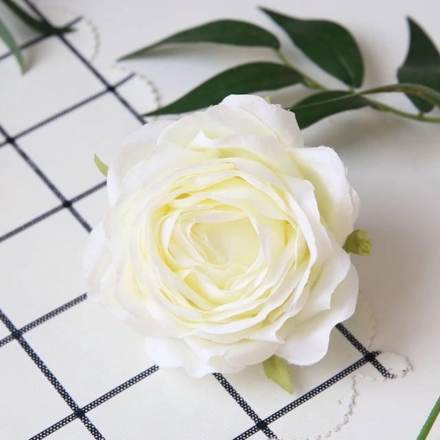 Cabeza de flor de rosa de tela de seda, flor artificial, flor artificial, decoración del hogar para bodas, disfraces