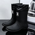 thumbnail image 6 of Women's PVC Mid Calf Drawstring Rain Boots Non Slip Deep Tread Sole Gardening Shoes Solid Color for Backyard Planting Rainy Field Trips Black 46, 6 of 6