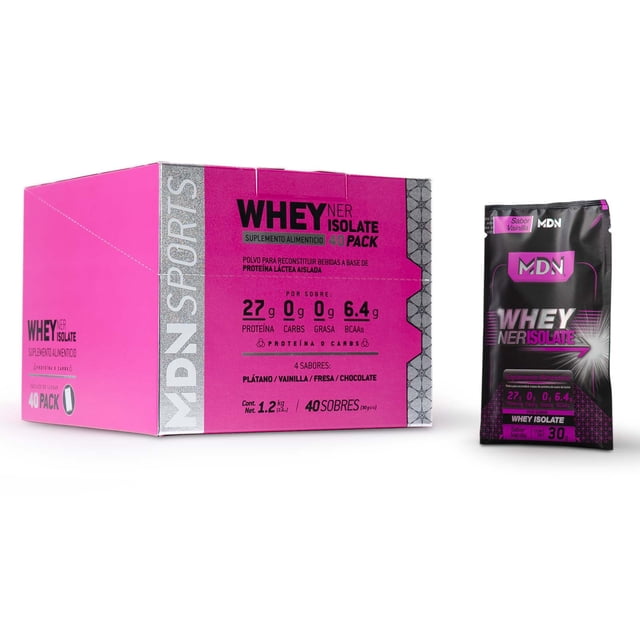 Mdn, Wheyner Isolate 40pack, 40sobres 30g C/u, 0carb Y Grasa MDN Sports Proteina WheyNer Isolate 40 Pack
