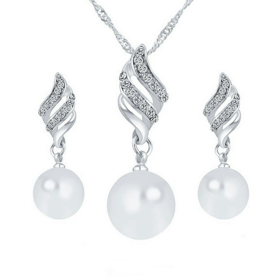 Teissuly Fashion Pearl Pendant Necklace Earrings