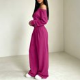 thumbnail image 7 of BRELIL Women's Two Piece Outfits Sets Long Sleeve Crop Top Wide Leg Elastic Waist Pants Casual Lounge Matching Tracksuit Fall Travel Vacation Loungewear, Purple M, 7 of 7