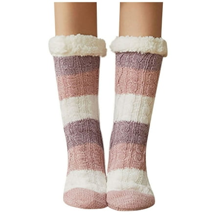 

Qcmgmg Winter Thicker Casual Fluffy Slipper Socks for Women Cozy Thick Warm Fuzzy Soft Socks