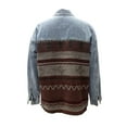 thumbnail image 5 of Women's Button Down Shirt Jacket Aztec Denim Jacket Hip Length Denim Jean Jackets Shackets Dark Red L, 5 of 6