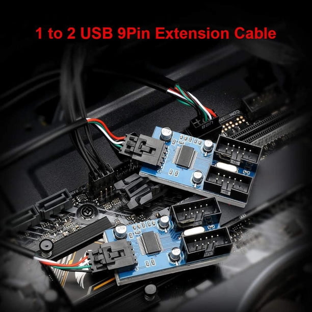 Conector HUB de 1 vía HC427 Divisor de extensión de encabezado USB de 9 pines (1 a 2)