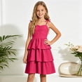 thumbnail image 2 of mgoYE Girls Spaghetti Strap Ruffled Swing Dress for Teen Tween Formal Prom Back to School Homecoming Dance Casual(Hot Pink,7-8 Years), 2 of 5