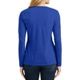 thumbnail image 2 of Womens Long Sleeve Fan Favorite Cotton/Polyester V-Neck Tee True Royal Large, 2 of 5