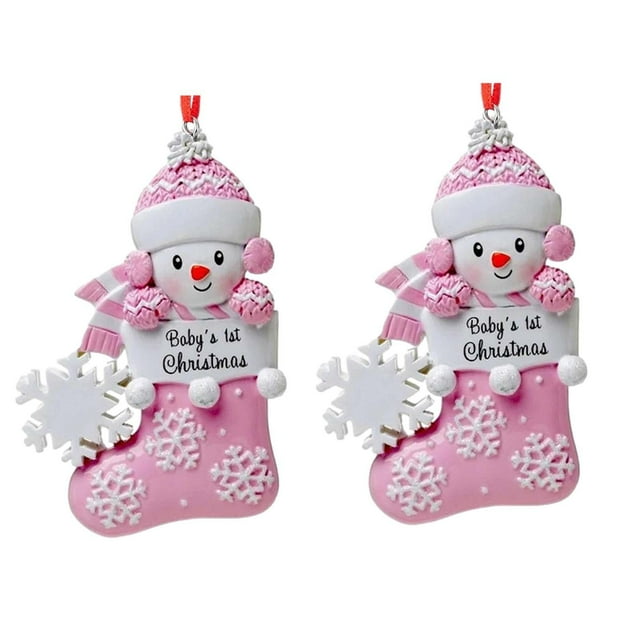 2 adornos colgantes de Navidad muñeco de nieve Macarena colgante rosa