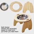 thumbnail image 3 of Cuenco de comida para animales con soporte, cachorro que alimenta el acero inoxidable y agua determinados de madera antideslizantes de 2 piezas, 3 of 5