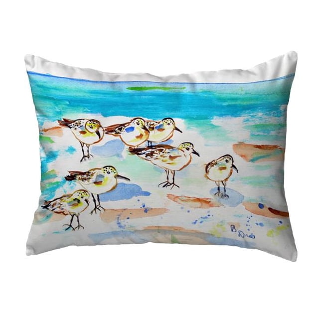 Betsy Drake NC1089 Coussin Intérieur & Extérieur 16 x 20 Po. Sept Sanderlings Non-Cordé