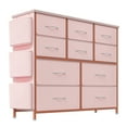 thumbnail image 4 of Jojoka 10-Drawer Dresser Chest of Drawers for Bedroom, Fabric Storage Organizer With Wood Top, Side Pockets & Hooks Cabinet for Living Room, Entryway, Hallway, Closet, Girl Pink, 4 of 7