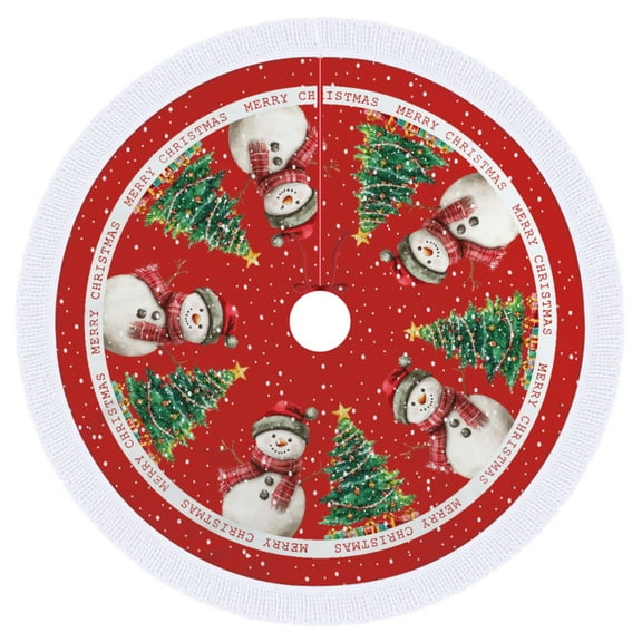 KuphiL10C Red Christmas Tree Skirt 30 inch, Xmas Tree Skirt with Tassel for Merry Christmas Party Decor, Xmas Tree Holiday Decoration