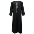 thumbnail image 5 of Mens Traditional Muslim Thobe Kaftan Long Sleeve Solid Color Islamic Robe with Tassel for Prayer and Daily Wear, 5 of 8