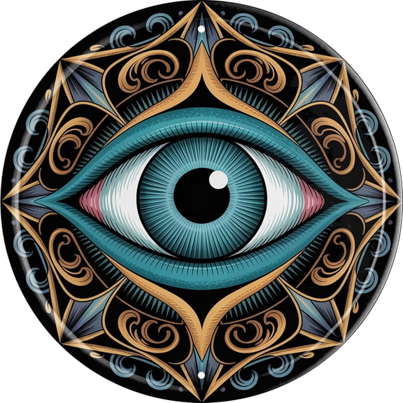 Eye Goth Decor Metal Sign 8x8in Round Gothic Plaque for Dark Aesthetic Room Wall Decor