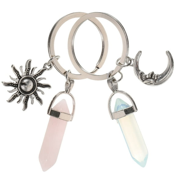 Raindrops Exquisite Metal Keychains with Sun and Moon Shapes for Decor Assorted Color Portable 2pcs
