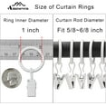 thumbnail image 3 of AMZSEVEN 44 Pack Metal Curtain Rings with Clips, Drapery Clips with Rings, Drapes Rings 1 in I D, Fits Diameter 6/8 in Curtain Rod, White, 3 of 8