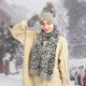 thumbnail image 4 of Gorro de punto con estampado de leopardo para invierno, bufanda larga y guantes para pantalla táctil, gorro grueso y cálido de tres piezas, 4 of 5