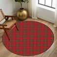 thumbnail image 3 of Red Green Checkered Round Area Rug 6 FT, Non Slip Bedroom Area Rug, Christmas Red and Green Plaid Washable Soft Circular Carpet Non-Shedding Floor Mat for Kitchen Dining Room Home Office Kids Room, 3 of 9