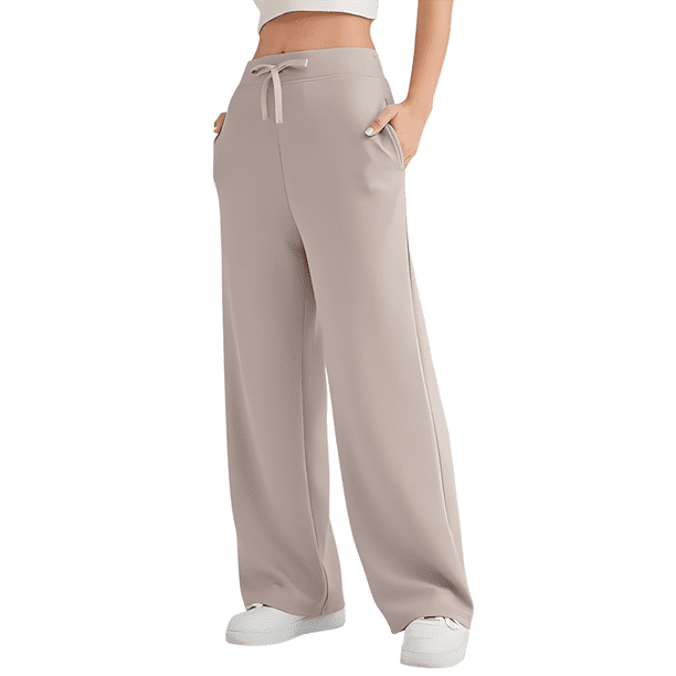 Pantalones Deportivos Holgados de Cintura Alta para Mujer Color Caqui M