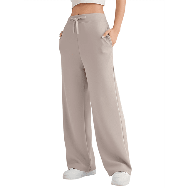 Wide Leg Sweat Pants for Womens High Waisted Baggy Sweatpants Casual Drawstring Workout Pants with Pockets