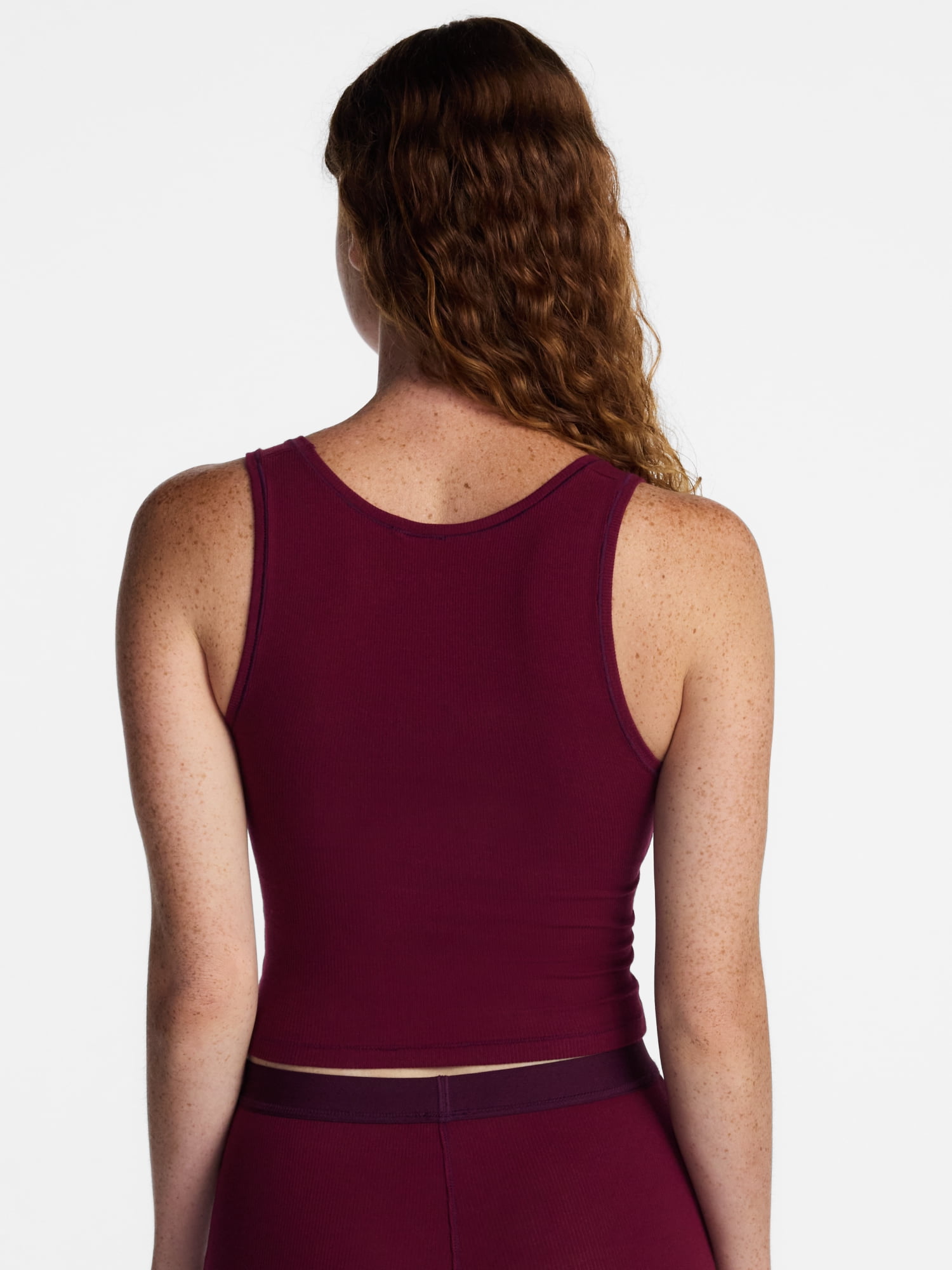 No Boundaries Cotton Stretch Ribbed Cropped Tank Top, Women's XS-XXXL